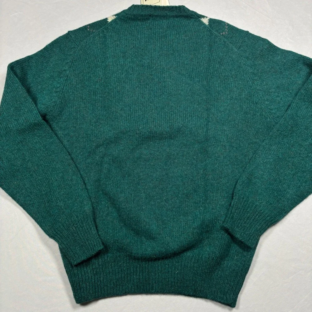 Pauly and Forbes‎ Sweater Mens L Green Argyle 100% Shetland Wool Grandpa NWT